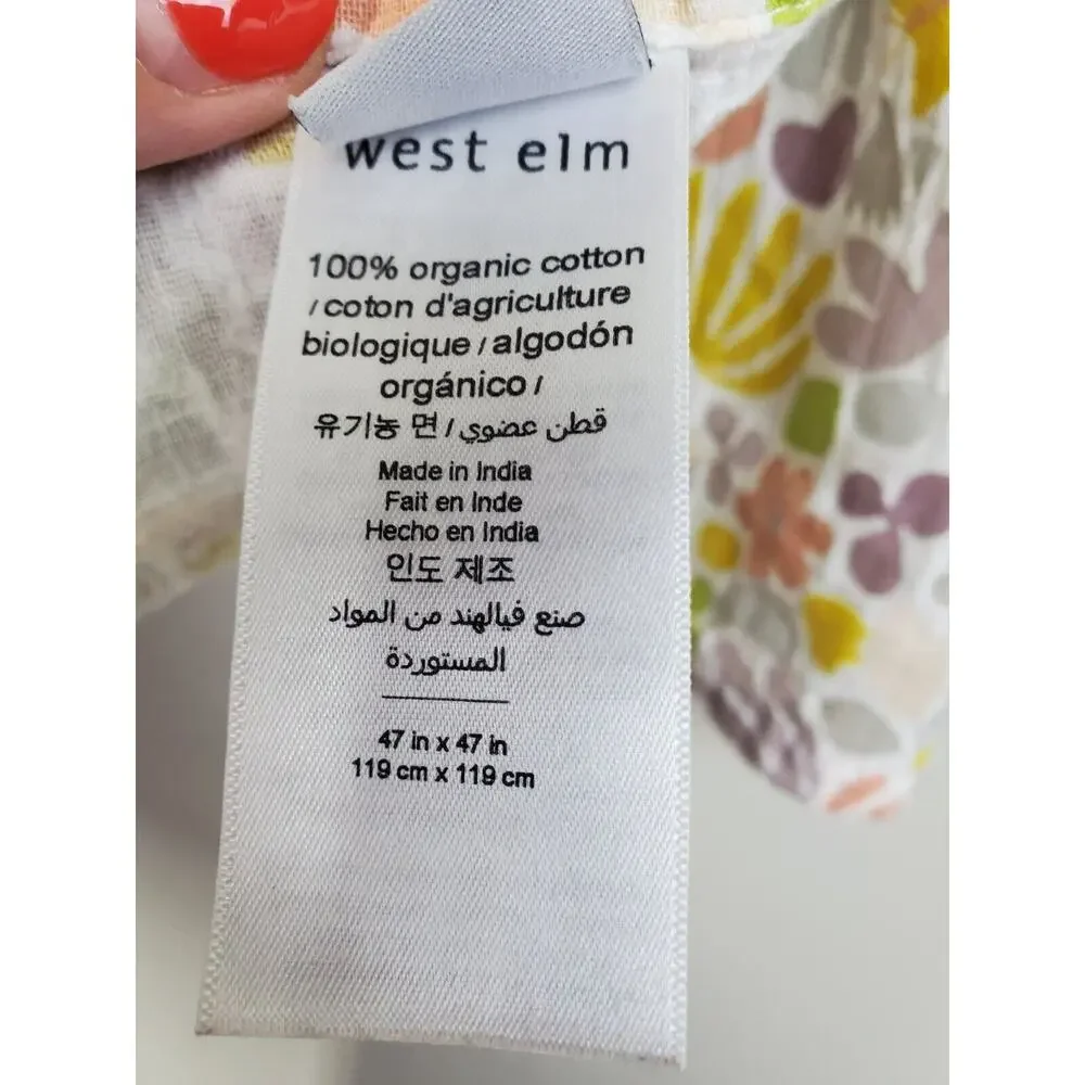 West Elm‎ Kids Baby Girls Swaddle Blanket Organic Cotton Colorful Lightweight